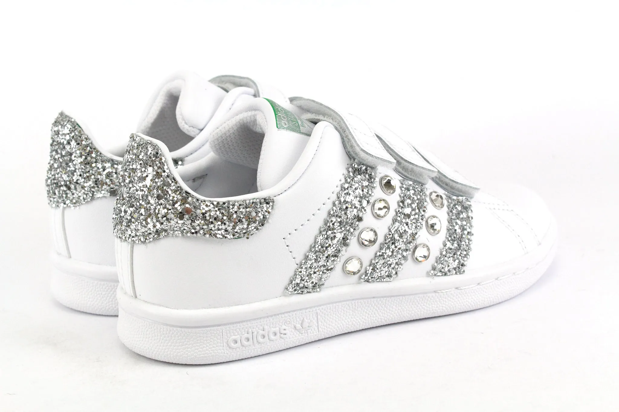 Adidas Stan Smith J Silver Glitter & Strass