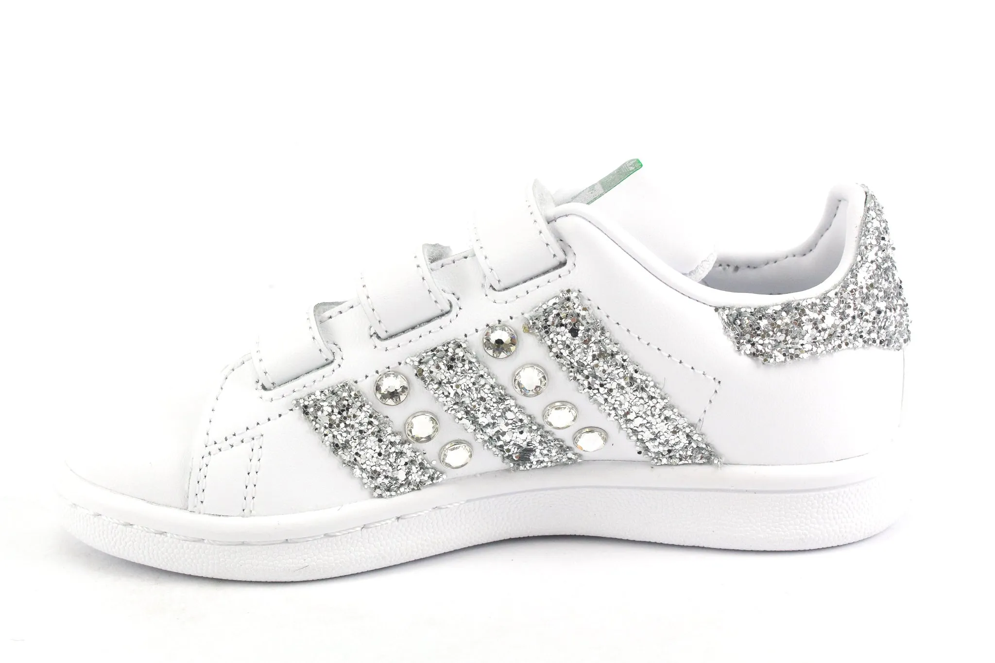 Adidas Stan Smith J Silver Glitter & Strass