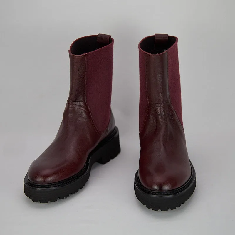 ARMOR - Stivaletto Chelsea Donna in bufalo Vegetale Bordeaux- HUNDRED100®