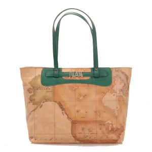 Borsa Donna Shopping 1A Classe Alviero Martini linea Soft Generation stampa Geo Classic e Verde GV76