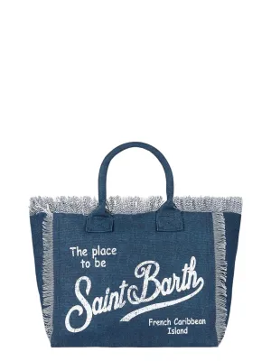 Borsa Tote Vanity in Tela di Cotone Indaco